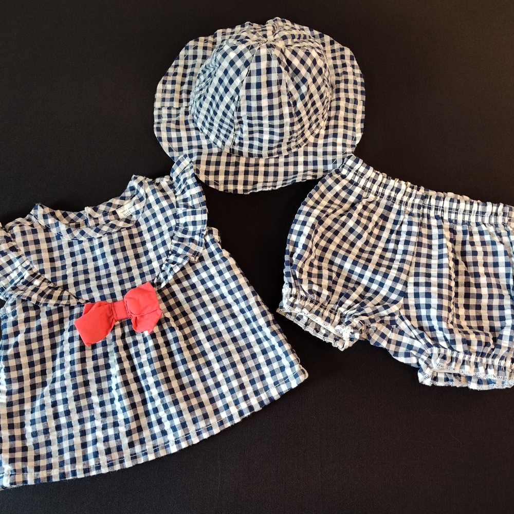 Carter's Navy and White Checkered Kids Set with Hat
